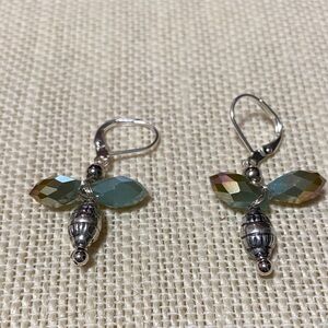 Elegant artisan sterling Silver and Multicolor faceted crystal Drop Earrings